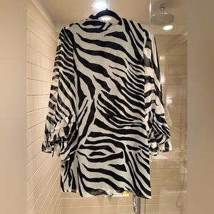 Zebra Long-sleeve Shift Dress